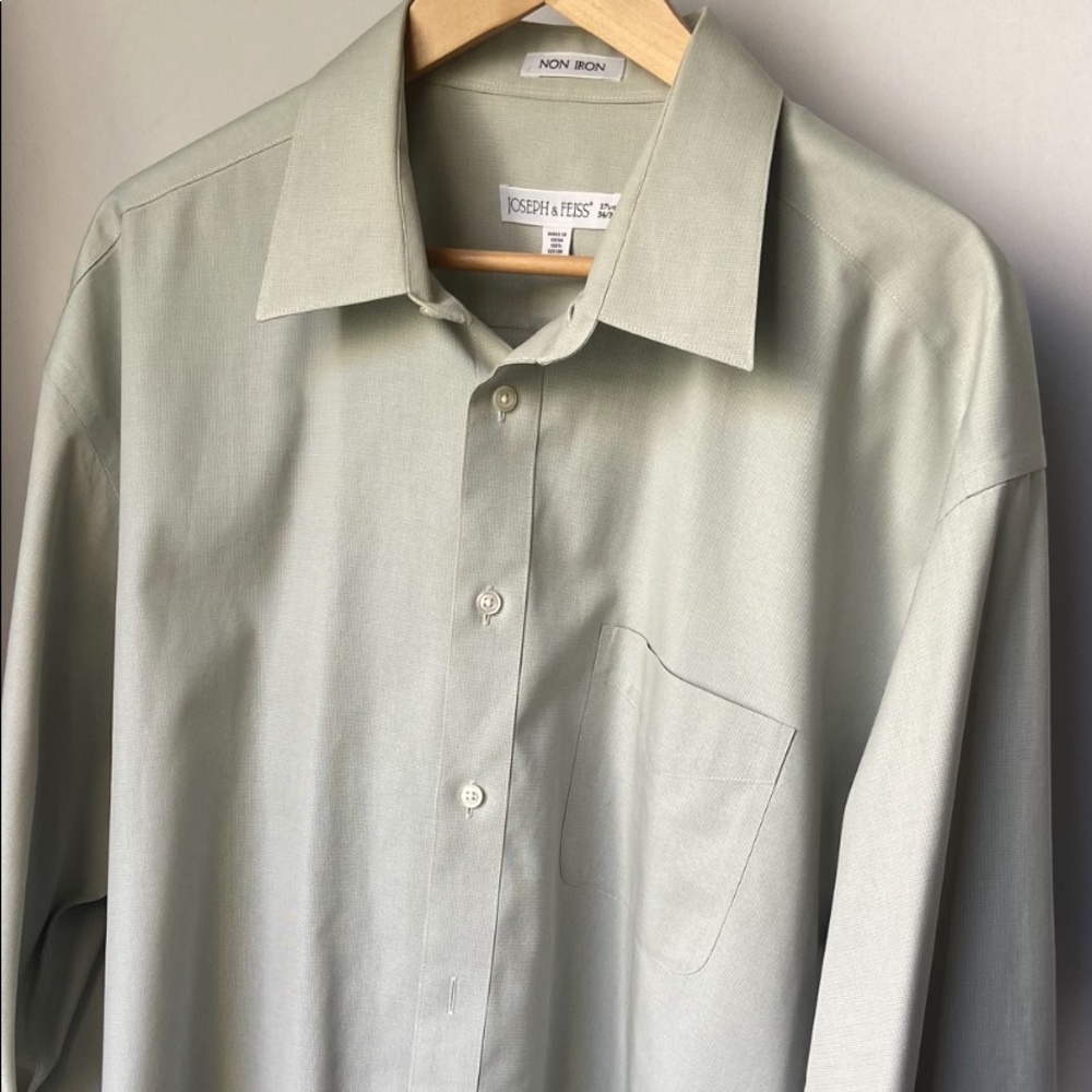 Joseph & Feiss Mens Dress Shirt 34/35 17.5 Cotton
